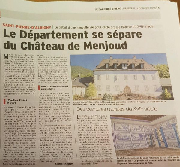 Expertise de la valeur vénale du Chateau de Menjoud à Saint Pierre d'Albigny