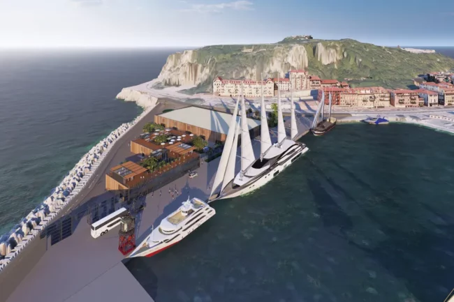 Vue aérienne du port de Nice.